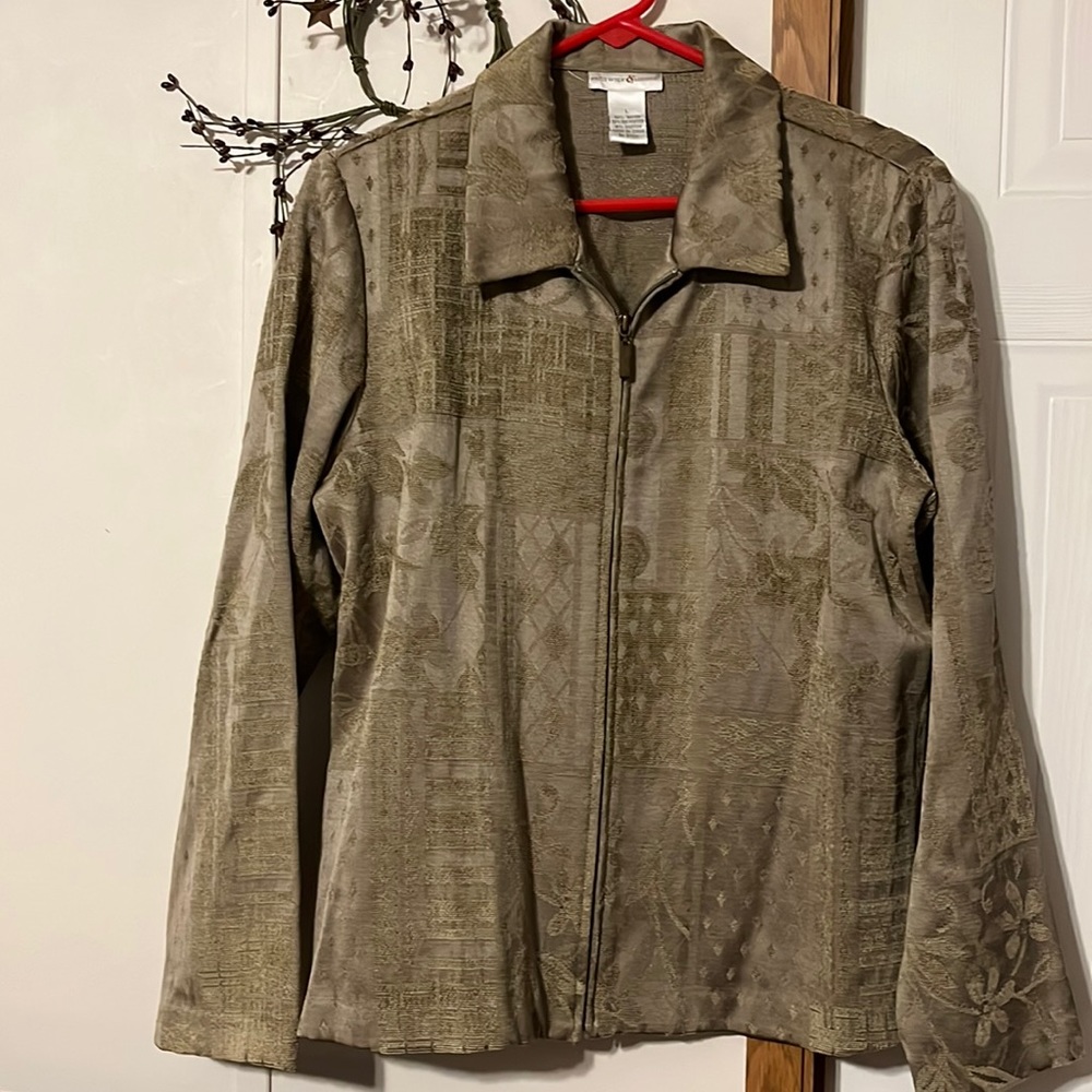 Preswick & Moore zip up blazer/jacket olive color size Large